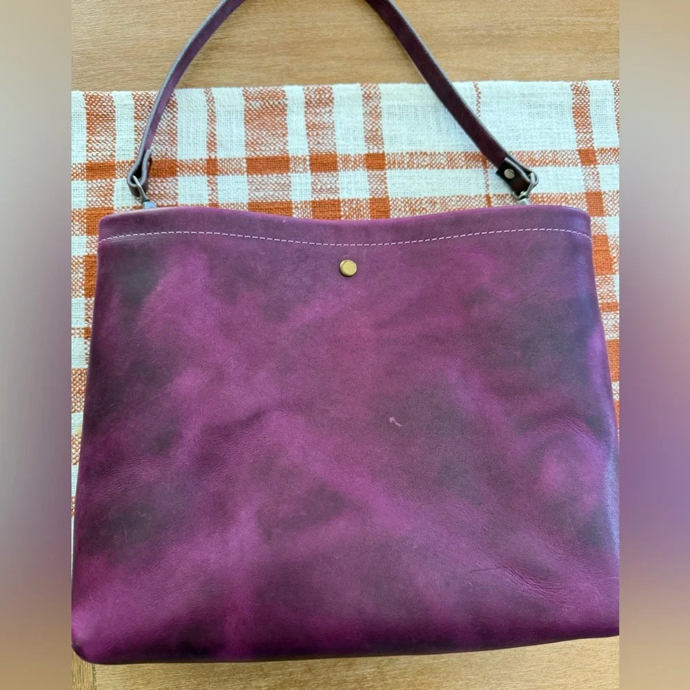 Salish Leathercraft Purple Bucket Bag - Picture 3 of 8
